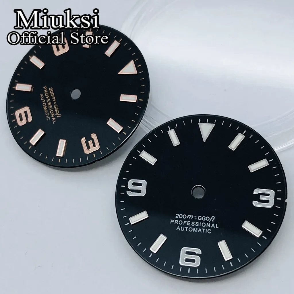 Miuksi 29mm black green yellow red silver orange watch dial luminous fit NH35 NH36 ETA2824 2836 Miyota8215 DG2813 3804 movement