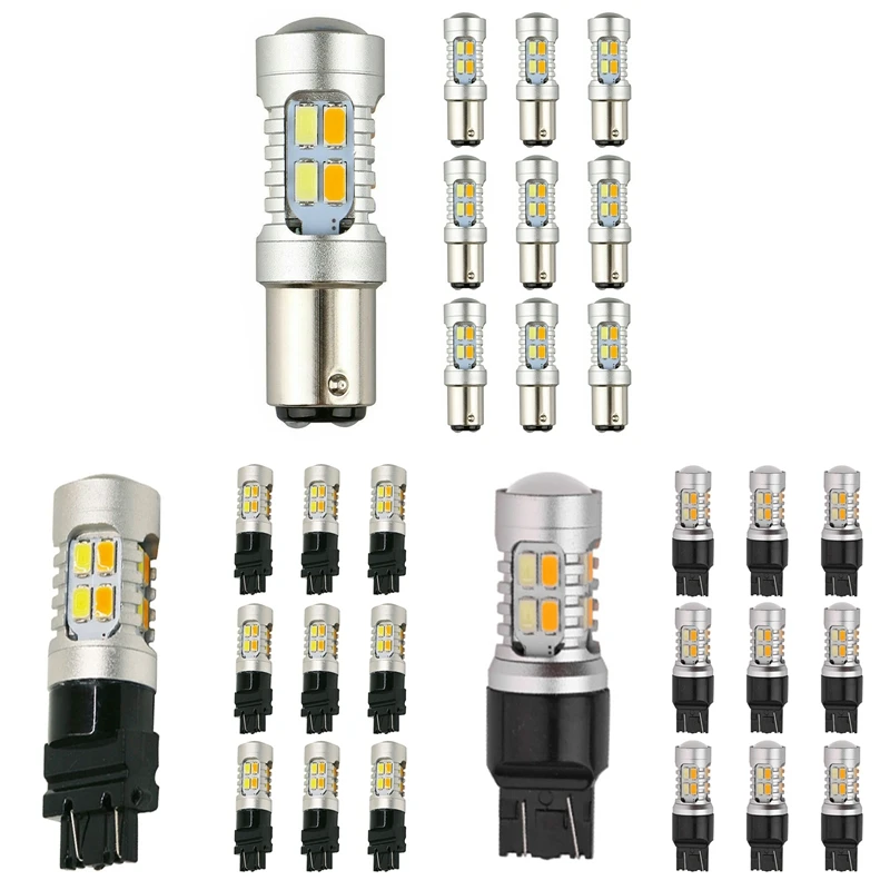 

10PCS Dual Color LED Bulb Car DRL Turn Signal Reversing Brake Lamp