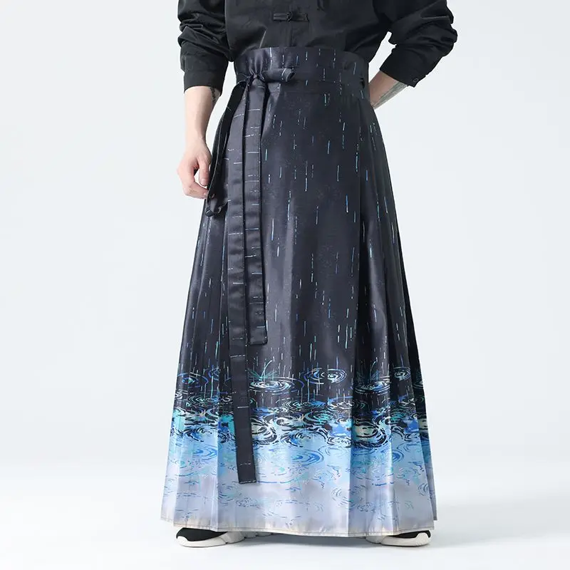 9-цветная модная черная юбка Hanfu с конским лицом и рубашкой для мужчин женщин