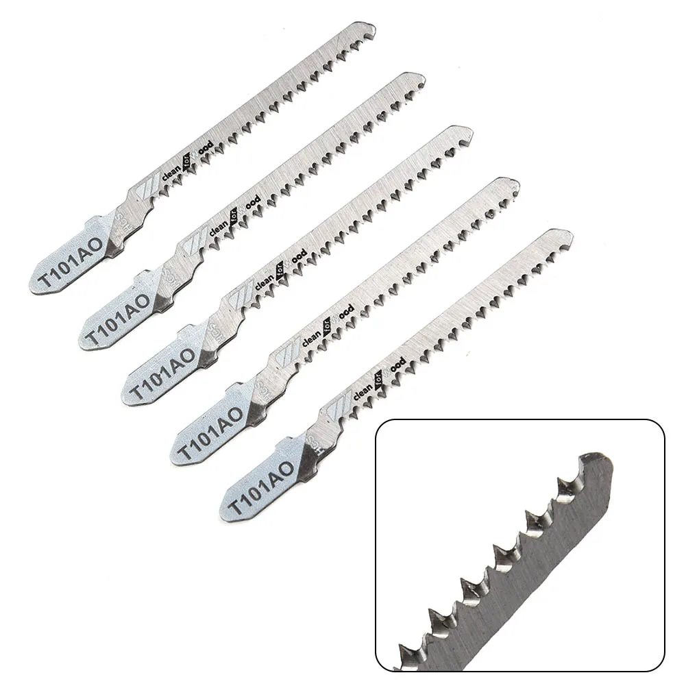 

5pcs Assorted Metal T-shank Fitting For Plastic Wood Jigsaw Blade Cutting Curve Steel Cutter T101AO HCS Durable New