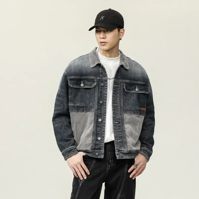 Новинка Осень 2023 модная брендовая Молодежная джинсовая куртка с соединением