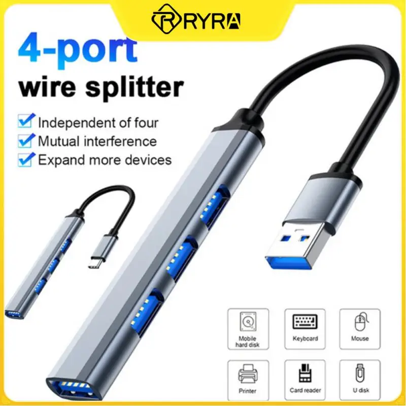 

USB-концентратор RYRA с 4 портами USB C, USB Type-C, USB 3,0, многослойный адаптер OTG, док-станция для ноутбука MacBook, 2,5 дюйма, портативный жесткий диск