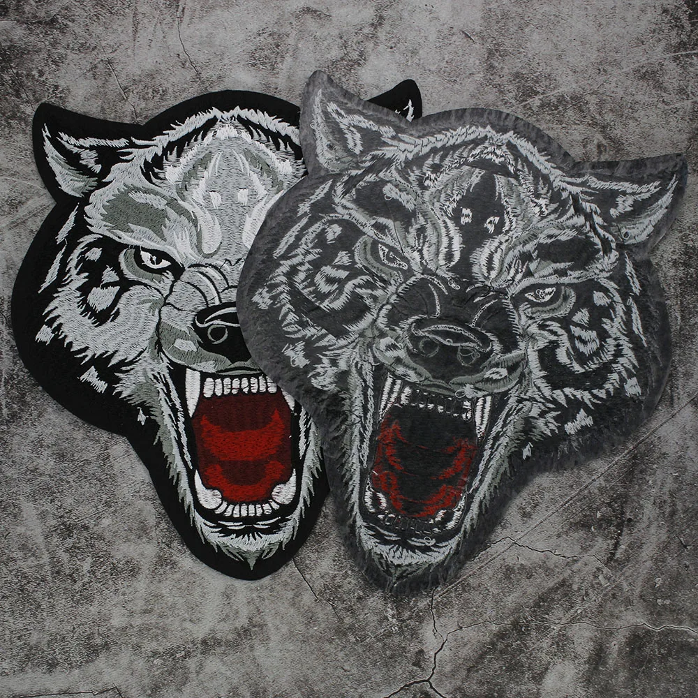 Вышивка пришивная новая большая голова волка Пришивные наклейки нашивки для