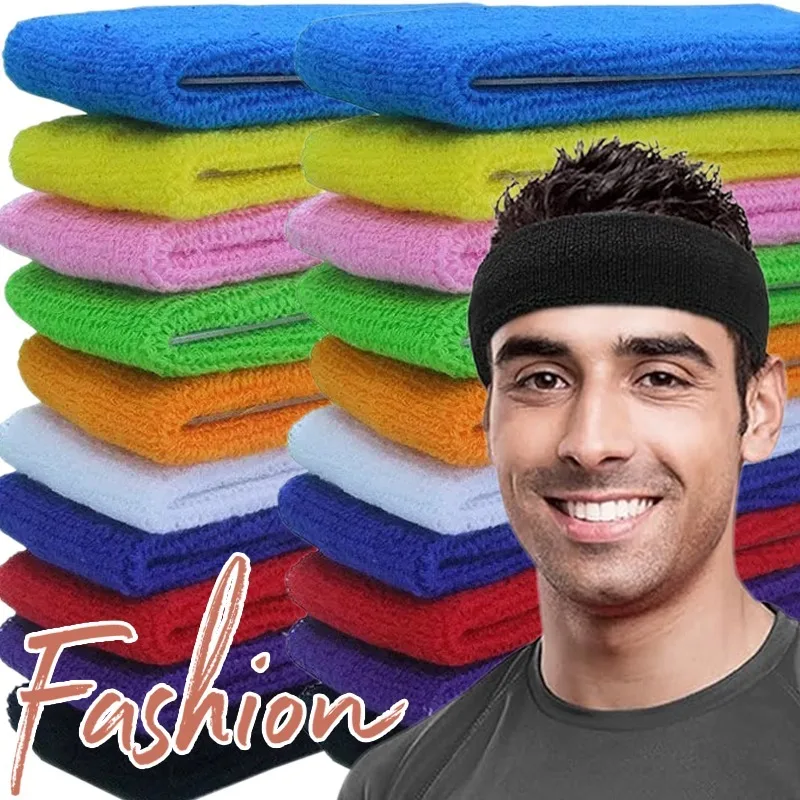 Однотонная спортивная повязка на голову головной убор для бега поглощающая Пот