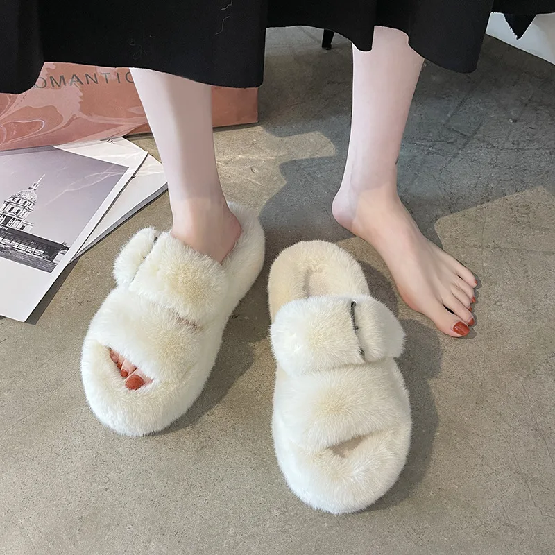 Women Slipper for Woman Home Cotton Slippers Indoor Shoes Fluffy Furry Plush Fleece Lined Warm Soft Comfort Print Slipper