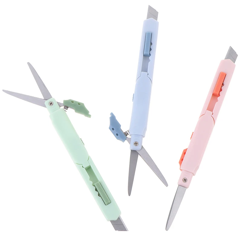 

2 In 1 Color Portable Utility Knife Kawaii Multifunctional Paper Cutter Cutting Paper Scissors for Kids DIY Tools School Supplie