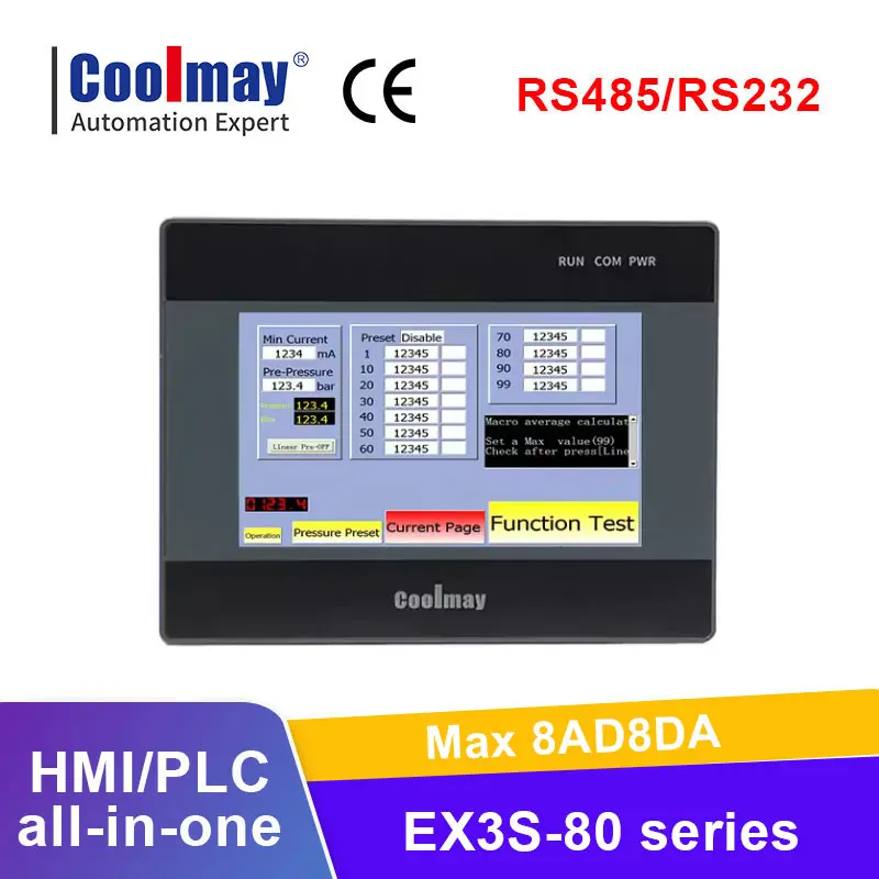 Фото Coolmay 4,3/7 дюйма серии EX3S HMI PLC «все в одном» HMI Сенсорный экран с цифровым контроллером ПЛК температуры Поддержка бесплатной софткой №1