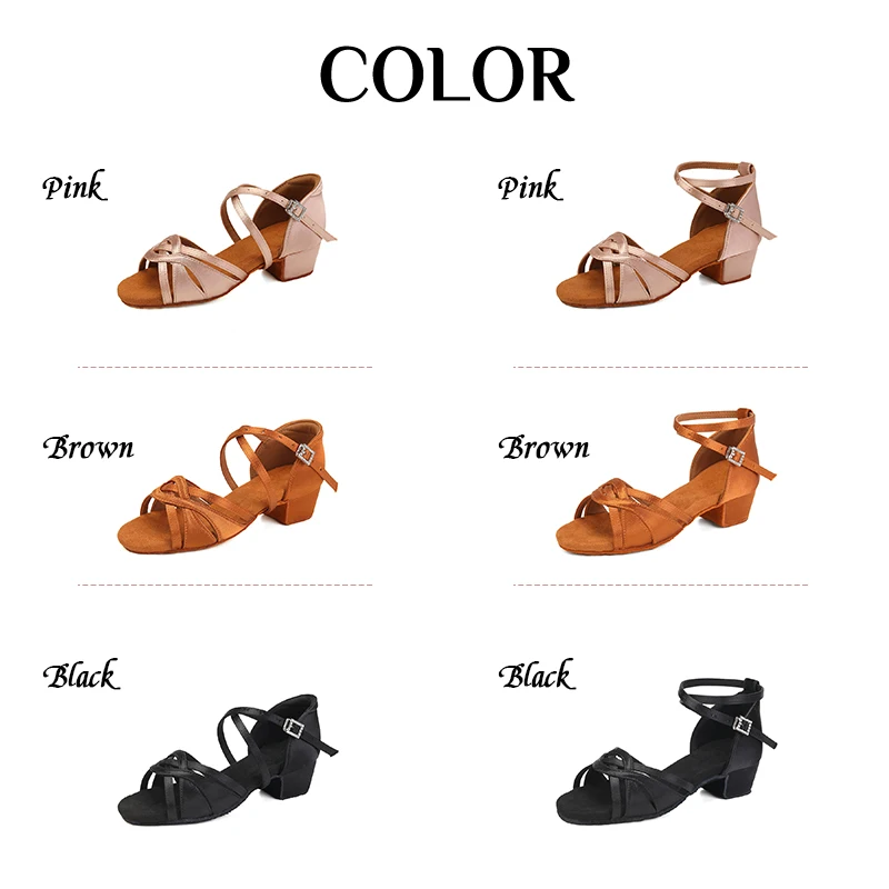 SWDZM SILK Children Dance Shoes for Toddler Ballroom Latin shoes Ladies Modern Tango Dancing practice Shoes Salsa Sandals 3.5CM