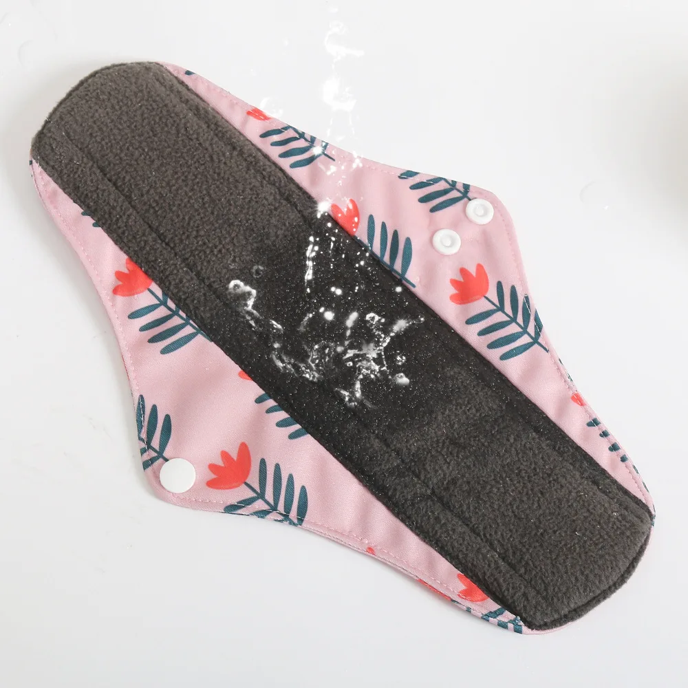 2022 Hot Selling Washable Feminine Menstrual Pad Reusable Bamboo Charcoal Sanitary Napkin 5-Pcs/Set