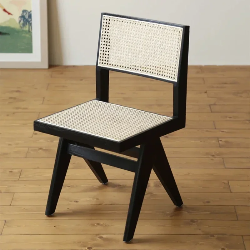 Ruensibesparende houten eetkamerstoel Mid Century luxe zwarte...” eetkamerstoelen Rotan шезлонги Salle Manger meubelen