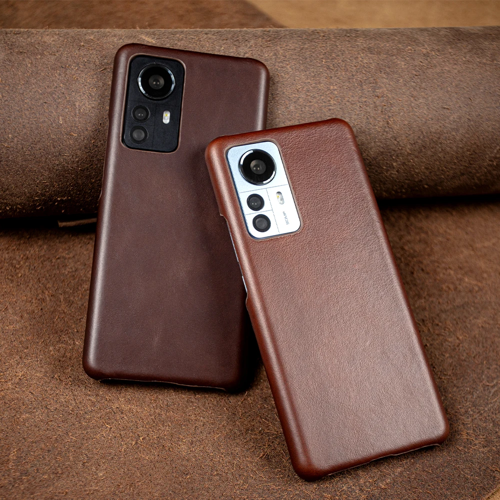 Hand Made Oil Wax Leather Phone Case For Xiaomi Redmi Note 12 11 10 Series Cover Pattern Genuine Mi  12Pro Plus 11Pro 10Pro 10
