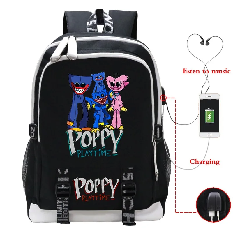 

New Cartoon Schoolbag Cosplay Huggy Wuggy Backpack Poppy Playtime Game Shoulder Bag USB Charging Backpack Start School Gifts