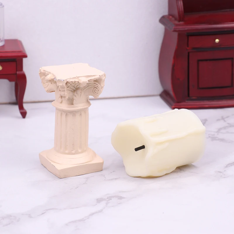 

1/12 Dollhouse Candle Light Retro Roman Column Desk Lamp Table Light Ornament Miniature Dollhouse Home Furniture Decoration