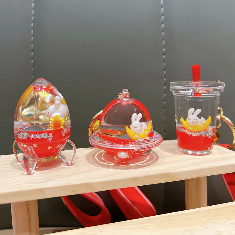 Новинка красное заполненное масло плавающий кролик жидкость подвеска для