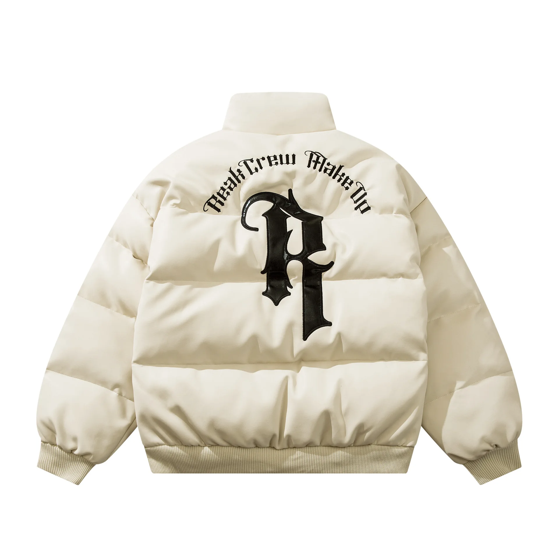 Hip Hop style Winter Leather Parkas Jackets Streetwear Embroidery Letter Thicken Warm Padded Coats Harajuku Puffer Outwear