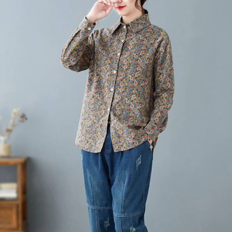 

New Summer Fashion Woman Blouse 2023 Printed Lapels and Regular Sleeves Casual Buttons Shirts and Blouses for Women