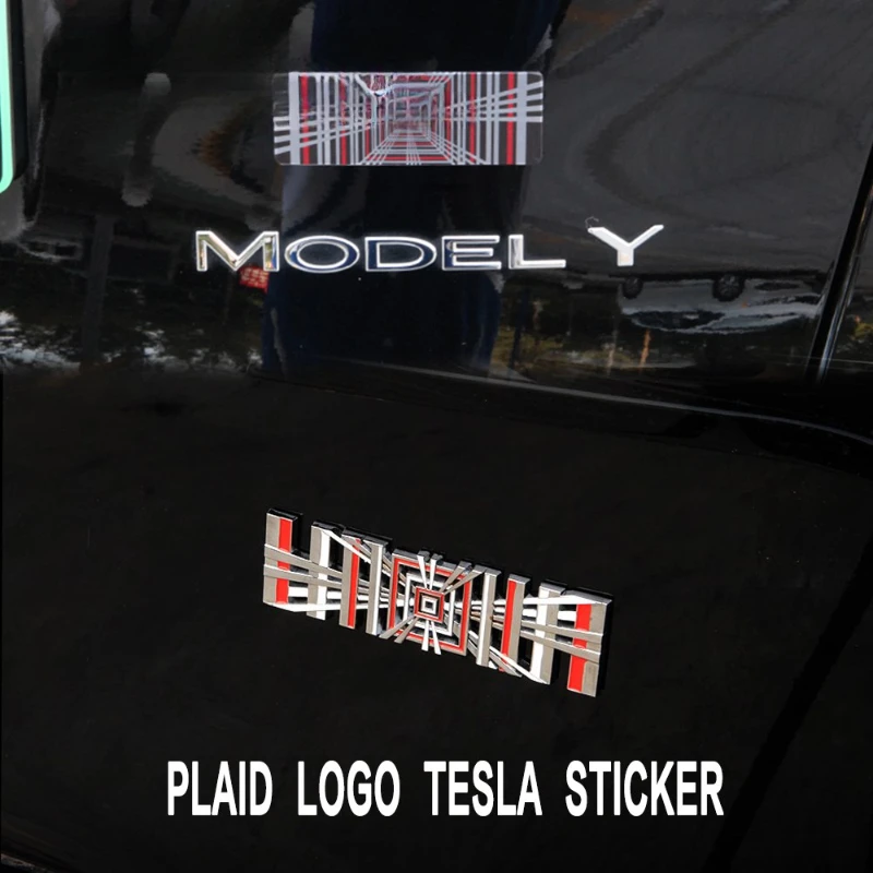 

Plaid For Tesla Model 3 Y S X Tail Tag Trunk 3D Logo Zinc Alloy Vehicle Label Emblems PLAID Badge Creative Decoration Stickers