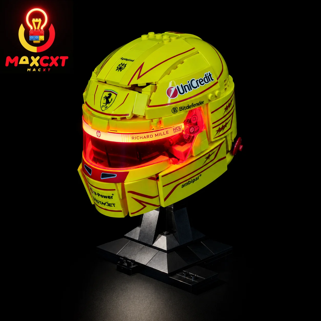 Фото Светодиодный светильник MAXCXT для LEGO 43022-Ferrari HP Lewis Hamilton Helmet, декоративная лампа для самостоятельной сборки, не включает в себя набор строительных блоков LEGO ﻿ №1