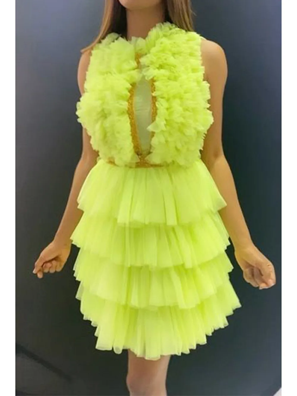 

2022 Fashion Homecoming Dress High Neck Ruffles Occasion Puffy Tulle Party Evening Dress Robe De Soirée