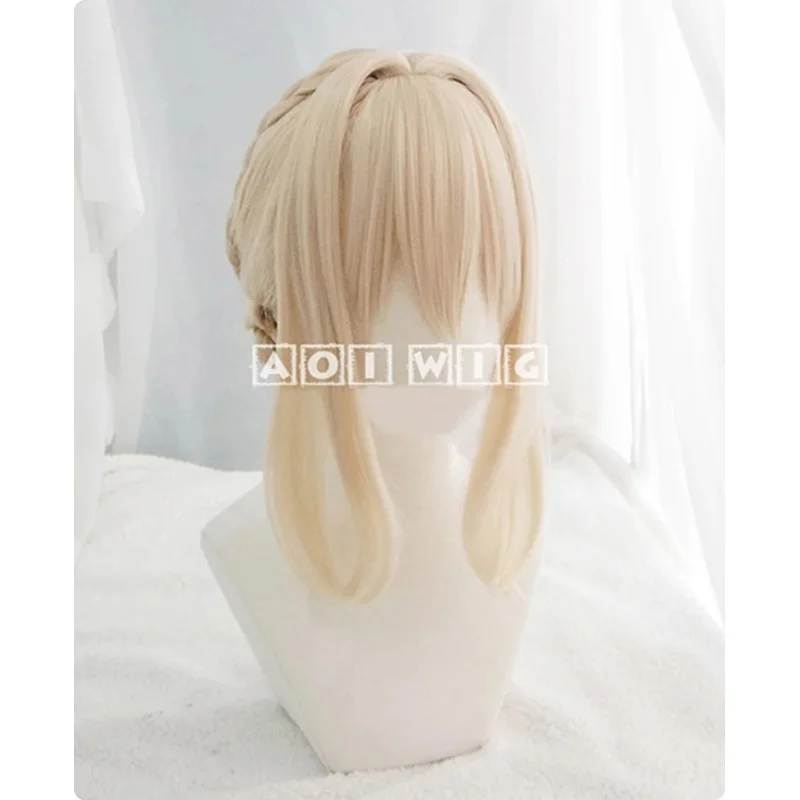 Фиолетовый Evergarden короткие светло-русые косы с двумя пучками термостойкие волосы