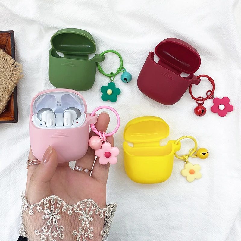 

silicone case For JBL TOUR PRO + TWS case luxury flower Earphone Cover cute with keychain Accessories Protect Case