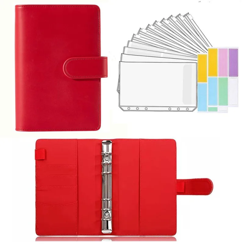 

A5 A6 PU Leather Binder Budget Planner Cash Envelope Wallet System with Budget Envelopes Binder Pockets for Budgeting