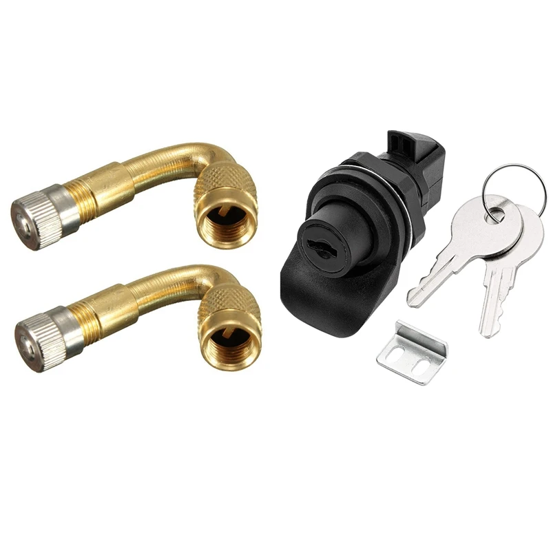 

1Pairs 45 Degree Tyre Valve Extension Adaptor & 1 Set Locking Push Button Latch For Marine Boat Radio Box, Tool Box