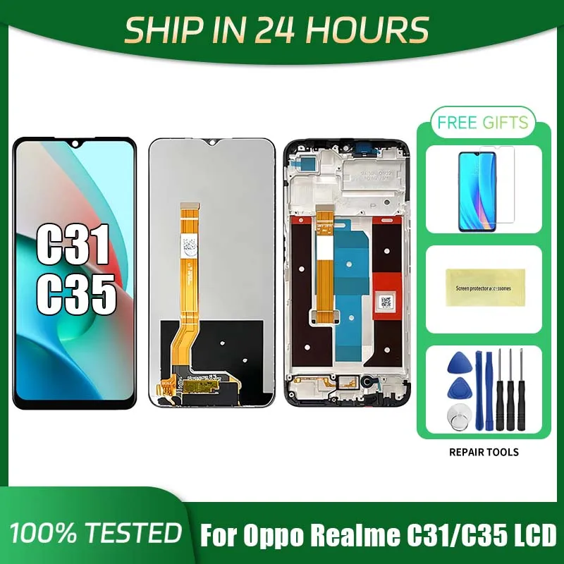 Фото Для OPPO Realme C35 RMX3511 ЖК-экран с сенсорной панелью и дигитайзером для Realme C31 ЖК-дисплей RMX3501 с рамкой №1