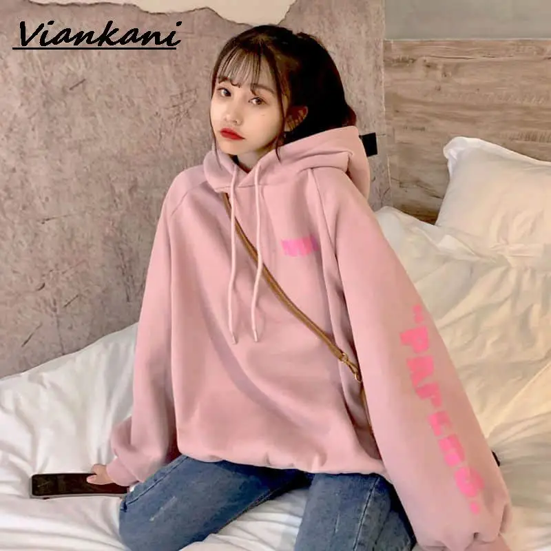 

Толстовка женская с капюшоном, милый пуловер в японском стиле, толстая бархатная толстовка с капюшоном, Свободное пальто с надписью, длинны...