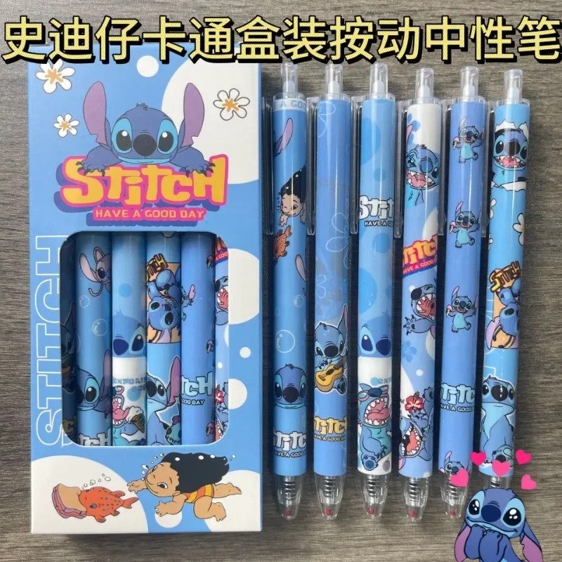 6 шт. шариковая ручка Disney Stitch мультяшная аниме милая для нажатия обучающие