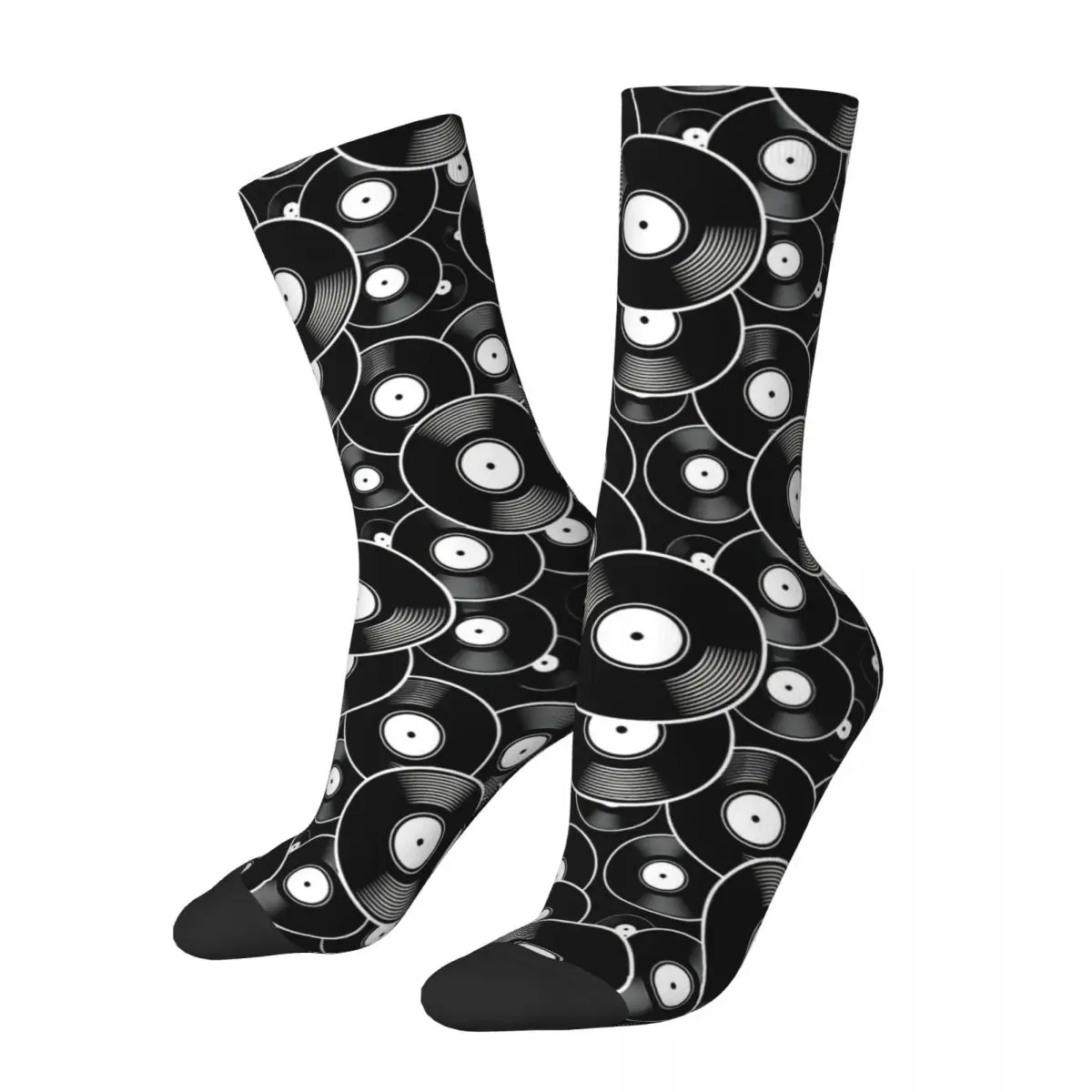 Vinyl Records Funny Men's Socks Vintage Heavy Metal Rock Music Art Harajuku Crazy Crew Sock Gift Pattern Printed