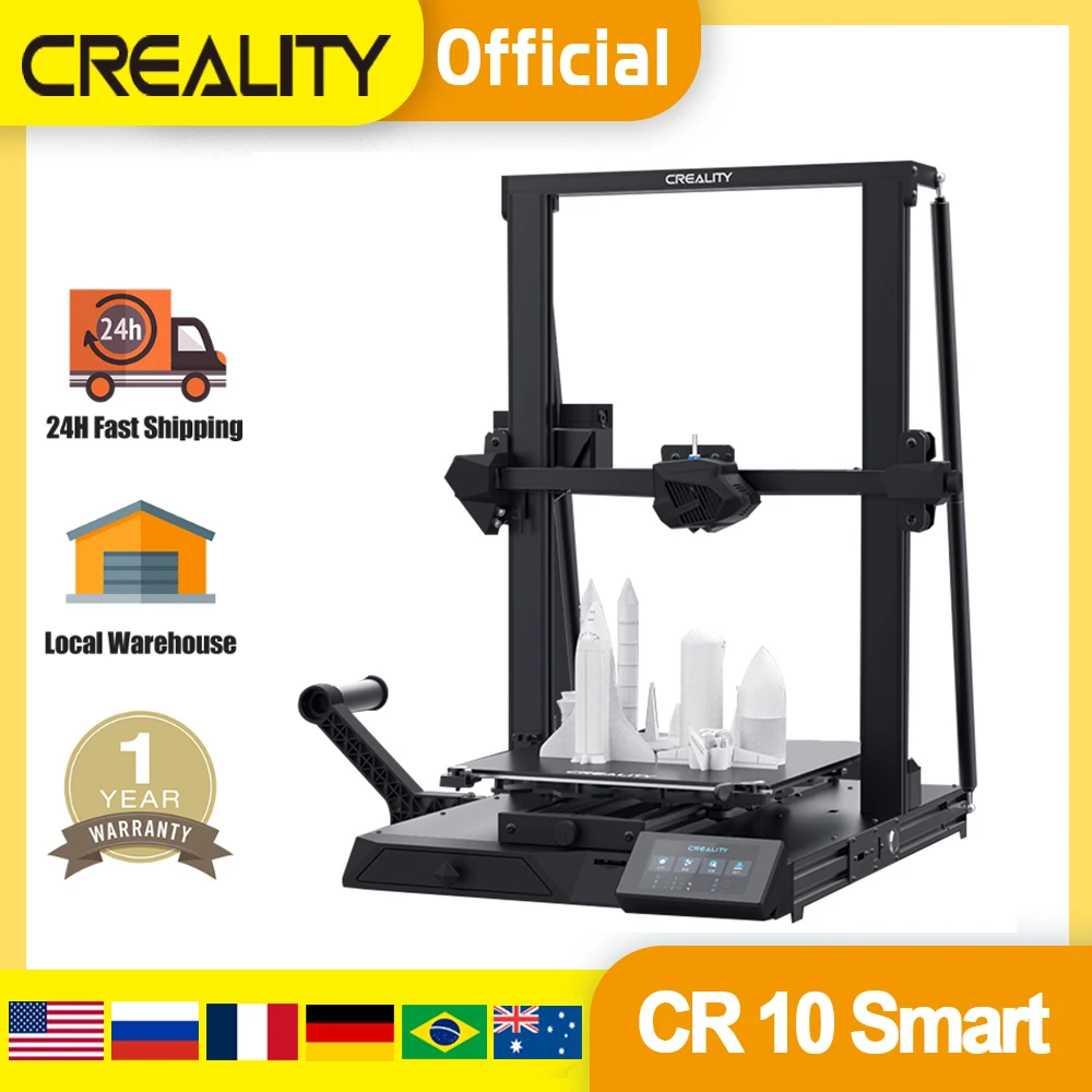 

3D-принтер Creality CR-10 Smart Wi-Fi с автовыравниванием, 4,3 дюйма, сенсорный экран, быстрая печать, высокая точность печати, x 40 0 мм, 3D принтер