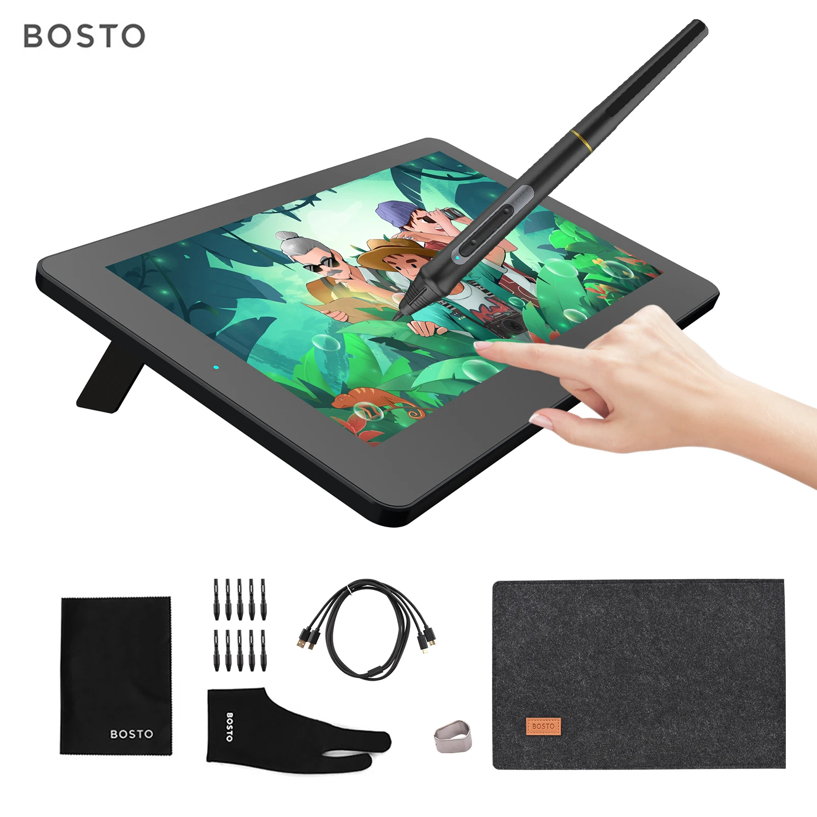

BOSTO BT-12HD Portable 11.6 Inch HD H-IPS LCD Graphics Drawing Tablet 1366*768 Display Support 8192 Pressure Level