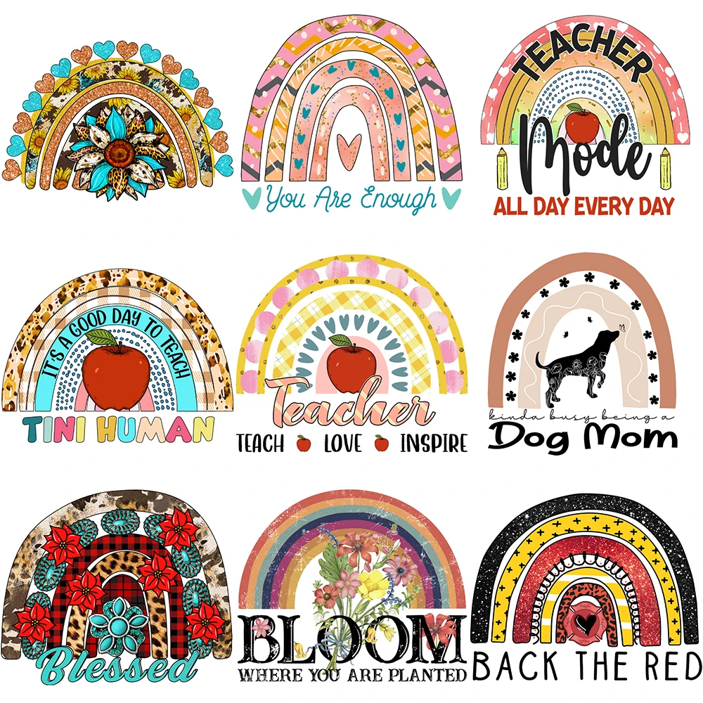 

Fashion Clothes Printing Rainbow Transfers For Clothing Diy Vinyl Appliqued Fashion Heat Transfer For T Shirts Iron On Sticker