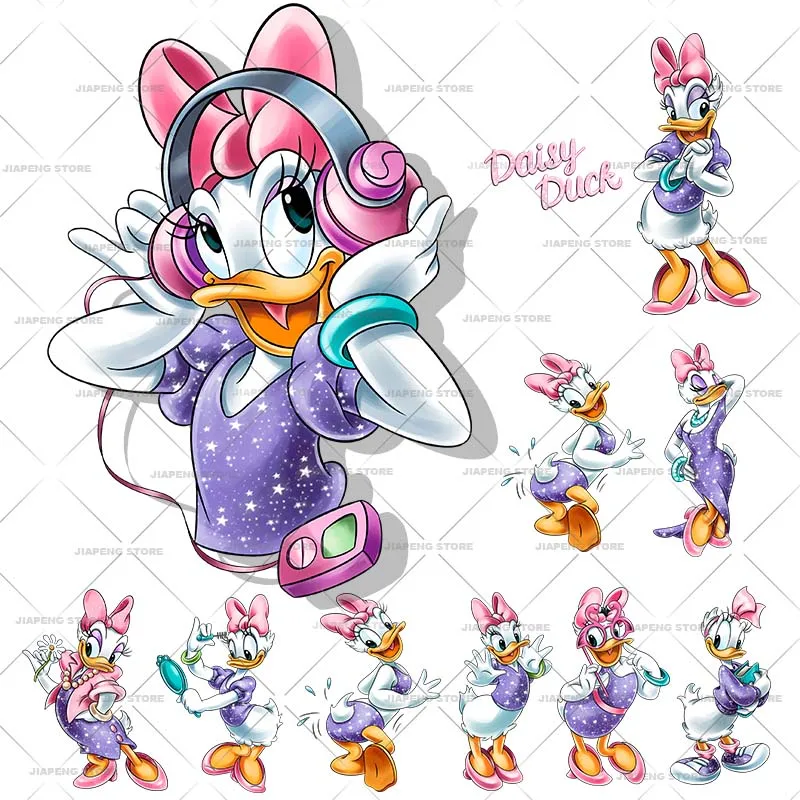 Daisy Duck Stickers For Woman Clothes Disney Print Iron-on Transfers On Couple Clothing Appliques Washable Patches on Bags DIY