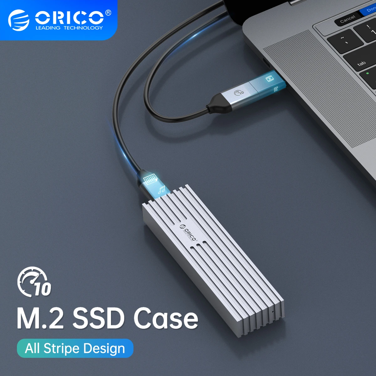 ORICO Upgraded All Aluminum Alloy M.2 NVMe SSD Enclosure 10Gbps PCIe M2 SSD Case NVMe M Key Solid State Drive Case with Cable