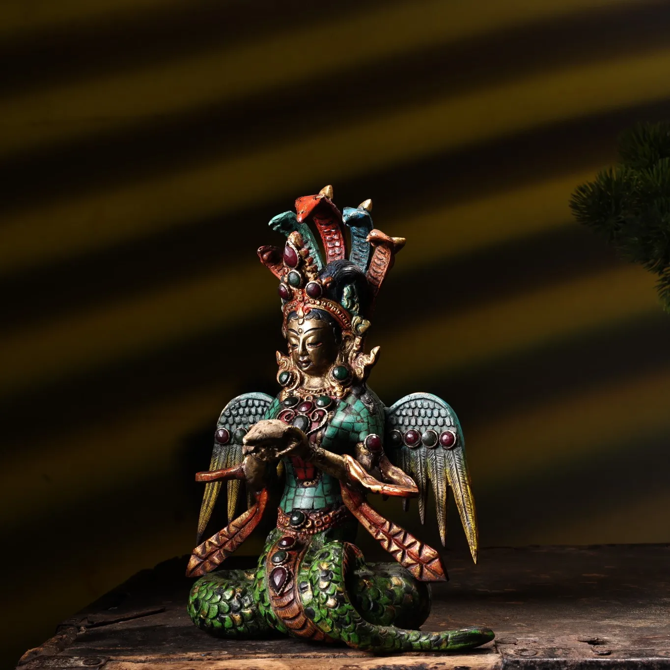 9-дюймовая коллекция тибетского храма старый бронзовый контур в золоте мозаика