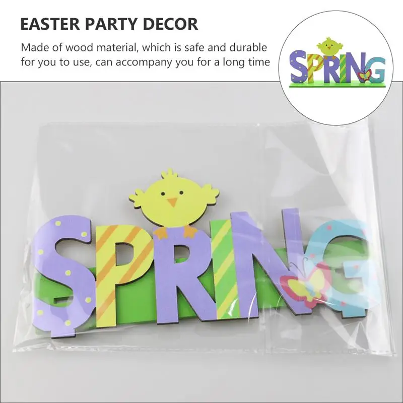 

Wooden Hollowed-out Printing Easter Atmosphere Decorative Letter Ornament