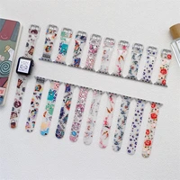 cartoon melody floral printing adjustable frosted jelly silicone strap for apple watch series 7 6 5 4 se strap for smart watch