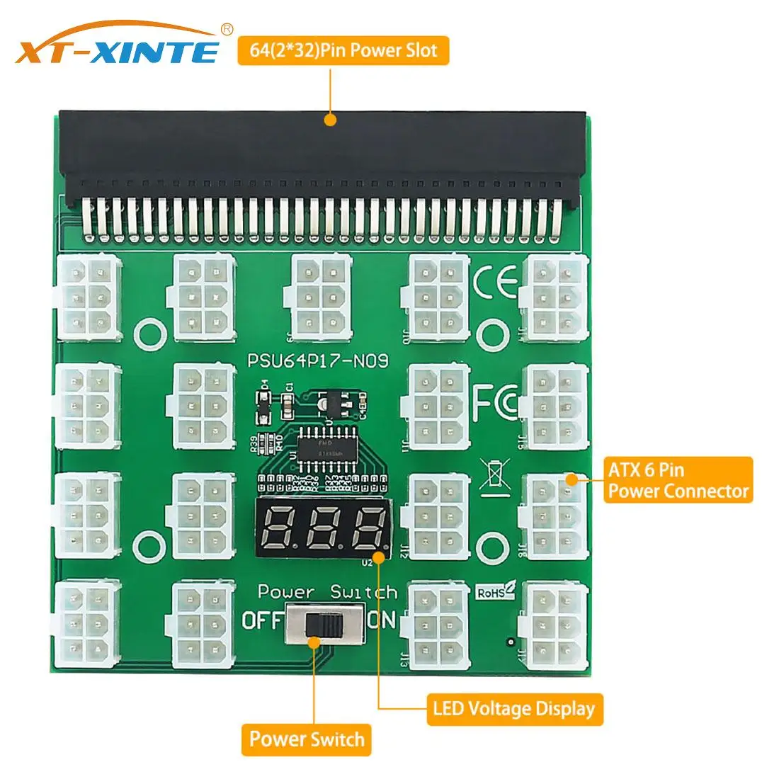 

XT-XINTE ATX 17x 6Pin блок питания Breakout плата адаптер конвертер для FUJITSU DPS-800GB-5A DPS-800GB-3A