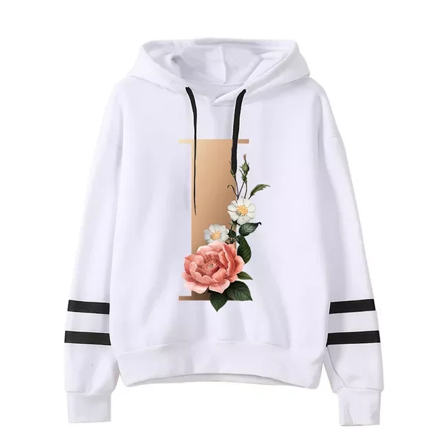 

2023New Floral alphabet font classic Hoodie Women hoodies Graphic Streetwear Winter Warm Fashion female Sweatshirts