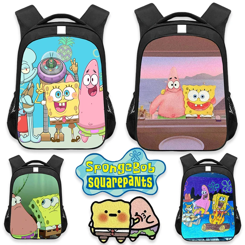 Детский мультяшный рюкзак Губка Боб дышащая простая повседневная сумка для книг
