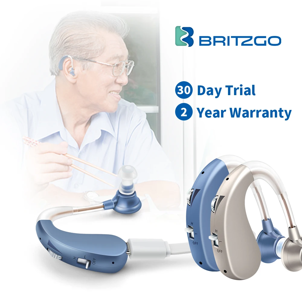 Britzgo Rechargeable Hearing Aid Mini Digital Listen Sound Amplifier Wireless Ear Aids for Elderly Deafness to Severe hear Loss