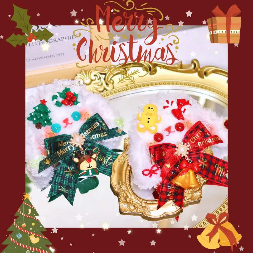 

Рождественская милая плюшевая подвеска в виде кролика, сумки, мультяшная аниме брошь, заколка для волос, аксессуары для Лолиты, Рождественс...