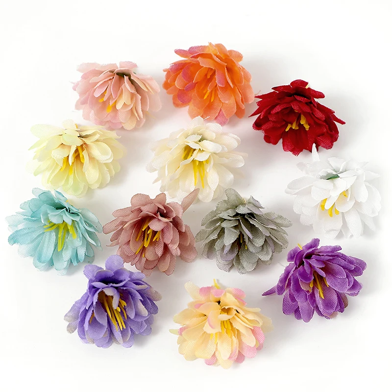 Искусственные цветы карнации шелк 3 см 20 шт