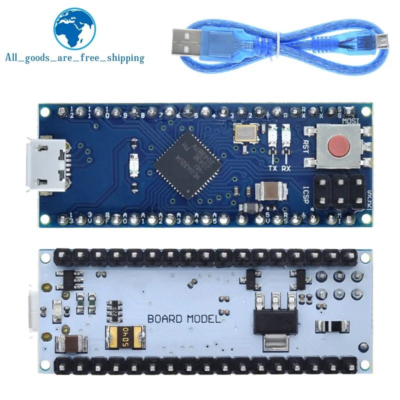Фото TZT ATmega32u4 5 В 16 МГц модуль платы микроконтроллера, совместимый для Arduino Mirco, замена Pro Mini с USB-кабелем №5