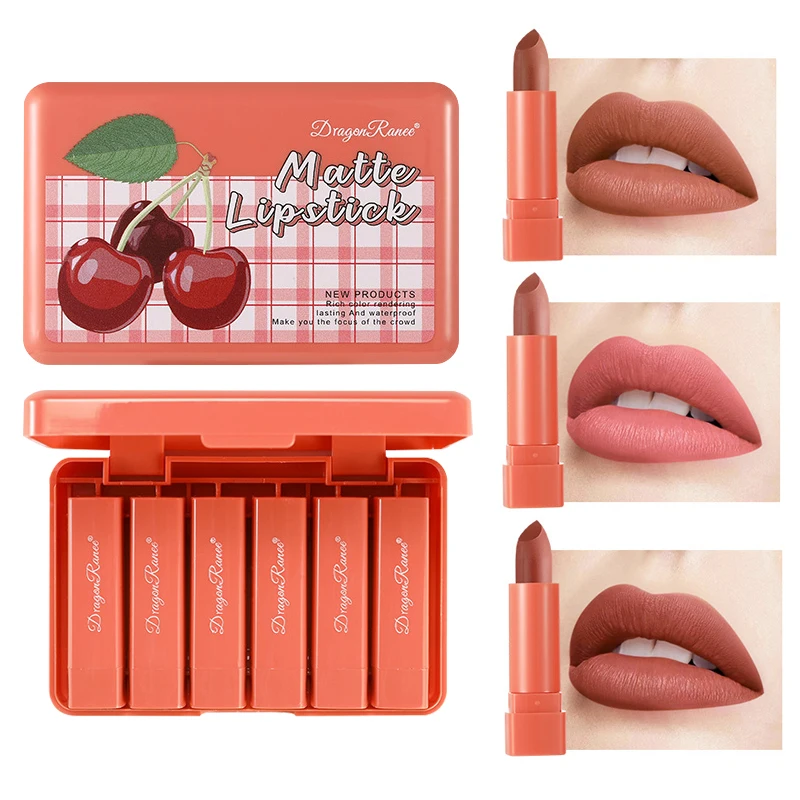 

NEW 6PCS Matte Lipstick Set Waterproof Non-stick Cups Long Lasting Charming Easy to Color Lip Glaze Popular Women Party Cosmetic