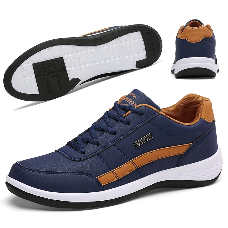 Модные Мужские Повседневные Кроссовки Из Искусственной Кожи С Дышащей Сетчатой