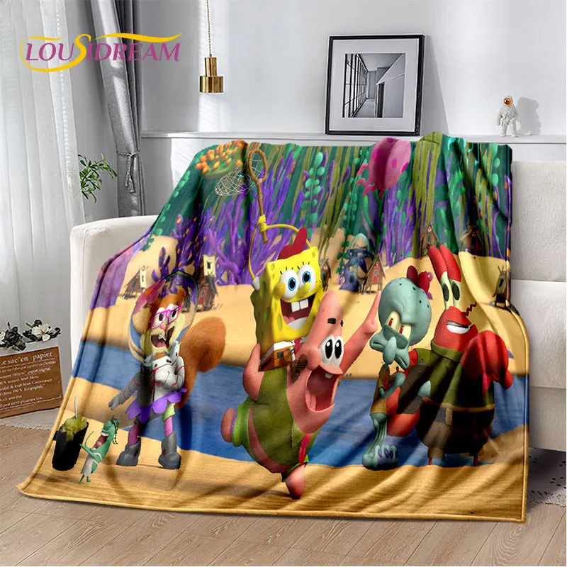 

Cartoon S-SpongeBob Patrick Star Soft Plush Blanket,Flannel Blanket Throw Blanket for Living Room Bedroom Bed Sofa Picnic Cover