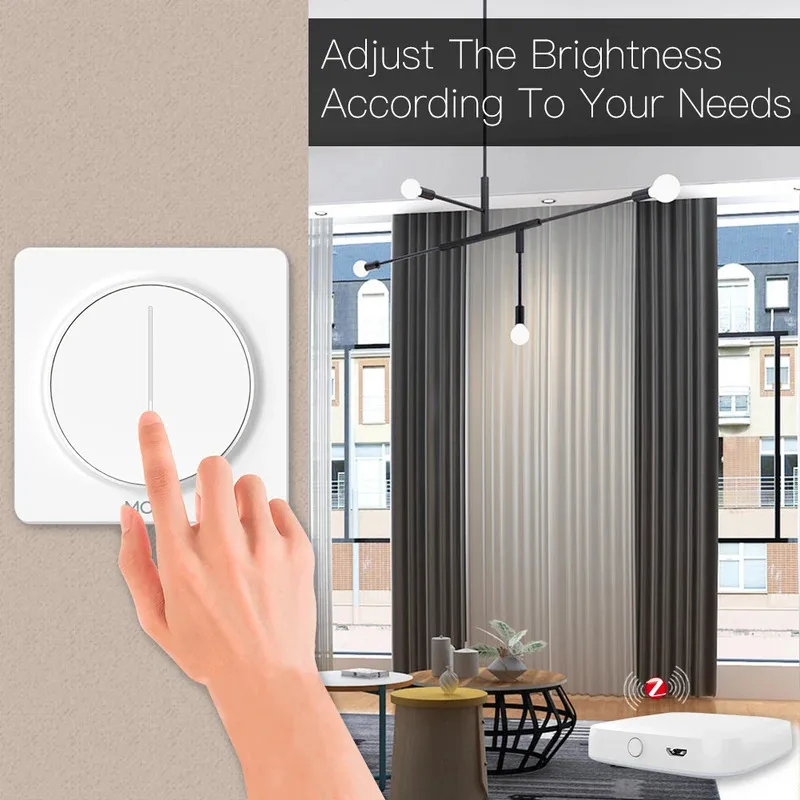 Фото Сенсорный диммер Moes ZigBee с поворотным управлением, таймером, памятью яркости, поддержкой Smart Life/Tuya APP, дистанционным управлением через Alexa и Google. №2